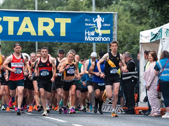 Participants at the start of the Strabane Lifford Half Marathon.