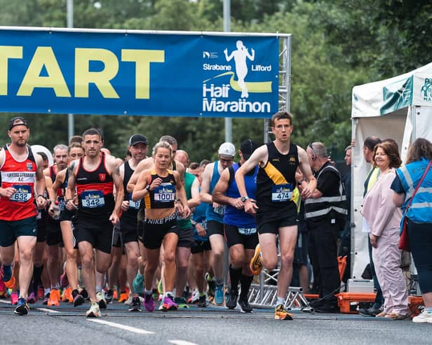 Participants at the start of the Strabane Lifford Half Marathon.