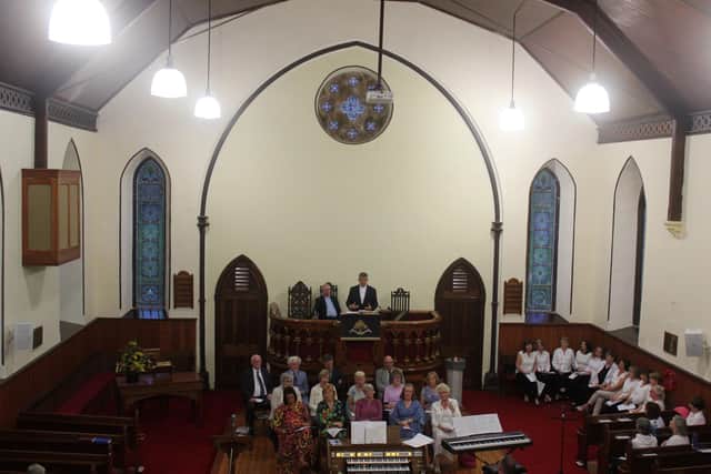 The Moderator of the Presbyterian Church in Ireland, Right Reverend Dr Sam Mawhinney, preaching in Burt Presbyterian Church during a special Service of Thanksgiving to celebrate the 350th anniversary of the founding of the congregation.