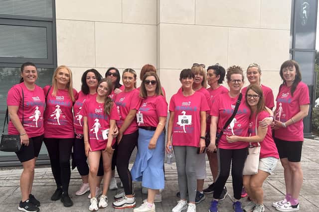 Caitriona Curran pictured with family members walking in memory of her mother Kathleen