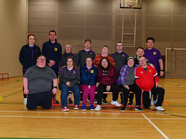 The Foyle Down Syndrome Trust’s cricket team that participated in the Cricket Blitz held in the Foyle arena on Monday afternoon. Photograph: George Sweeney
