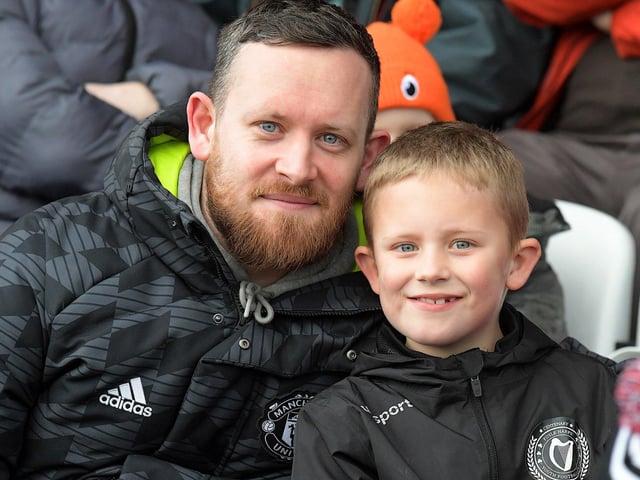 Fans at Derry’s game against Dublin, in Celtic Park, on Saturday. Photo: George Sweeney