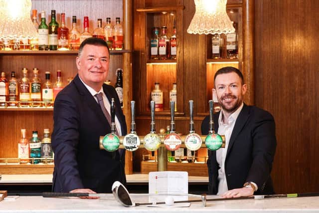 Ewan Plenderleith, General Manager of the Slieve Donard, and Matthew Fitzpatrick of United Wines