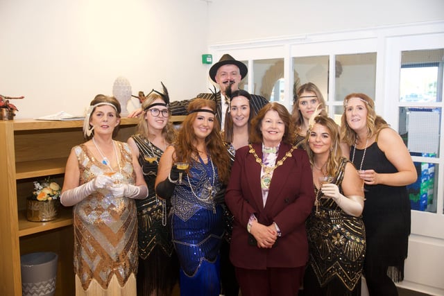 The Mayor Patricia Logue with Oakleaves Care Centre staff at a 1920s themed party on Friday last.