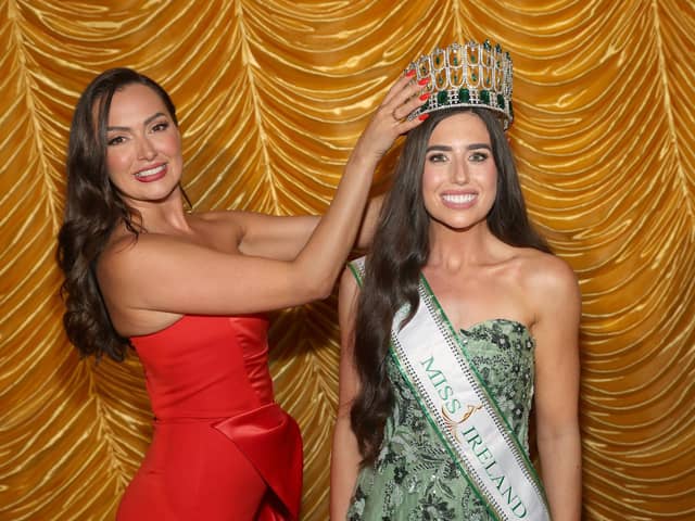 Former Miss Ireland Rebeccca Maguire  with Miss Louth Caoimhe Kenny who was crowned  Miss Ireland 2025 at the Knightsbrook Hotel in Trim ,Co Meath on Saturday night.
Picture Brian McEvoy
No Repro fee : Caoimhe Kenny