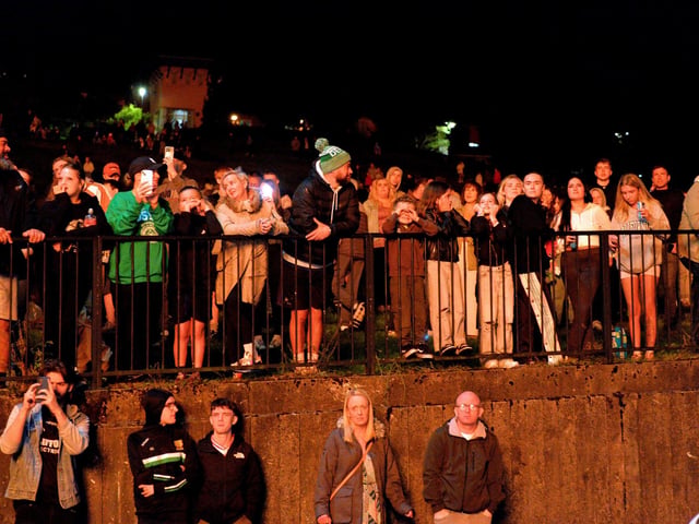 Some of the large crowd at the Bonfire in the Bogside on Thursday night. Photo: George Sweeney