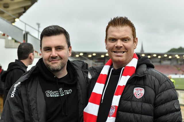 Derry City fans at the Brandywell for the game against Drogheda United. Photograph: George Sweeney