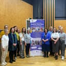 Mayor of Derry City and Strabane Patricia Logue pictured with staff of Hive Cancer Support and guests at the launch of the children’s ‘Reduce Your Risk’ cancer preventiontoolkit, which is now available in the Irish language.
