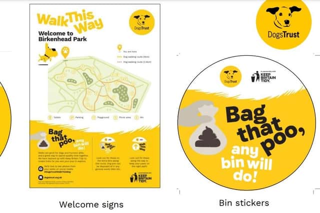 Some of the new Dogs Trust signage which is to be installed.