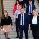 Sinn Fein leader in the north Michelle O'Neill leads her party at Stormont on Thursday. (Pacemaker)