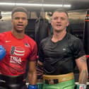 Olympian Omari Jones pictured with Connor Coyle after their sparring session in Florida this week.