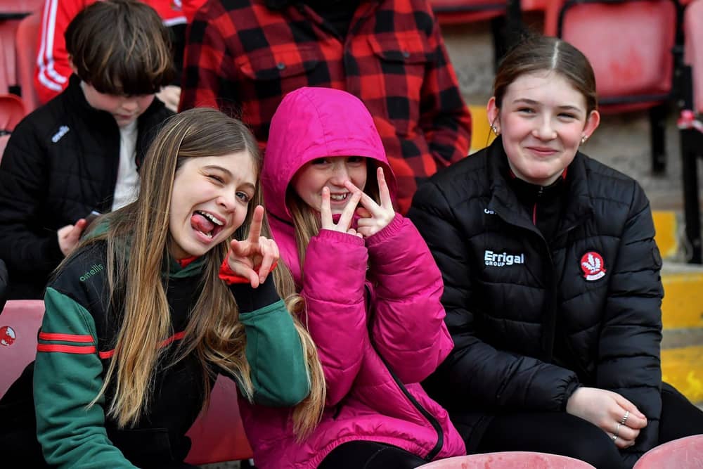 Fans at Derry’s NFL game against Galway at Celtic Park on Saturday evening. Photo: George Sweeney