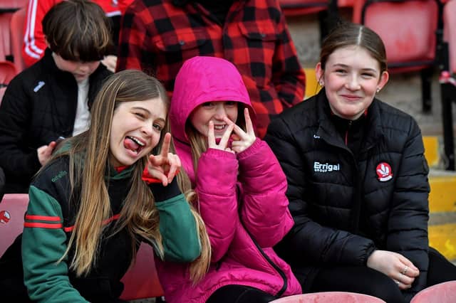 Fans at Derry’s NFL game against Galway at Celtic Park on Saturday evening. Photo: George Sweeney