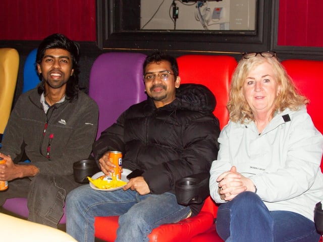Enjoying the Bollywood screening in the Nerve Centre.