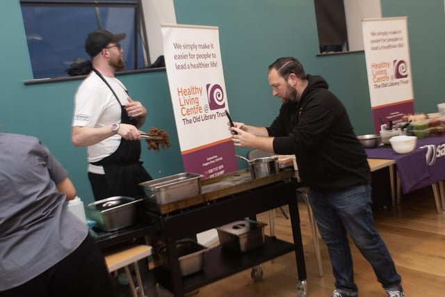 Chris Martin, 'Outforeats.com' gets some close up pictures of the delicious food prepared by Caolan McCourt, on Wednesday night at the Old Library Trust in Creggan.