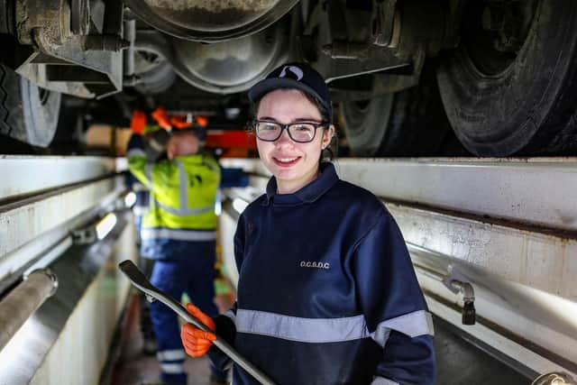 Trainee Mechanical Technician at Derry City and Strabane District Council, Niamh Watson, at work at Council’s Fleet Depot at Skeoge Industrial Estate.