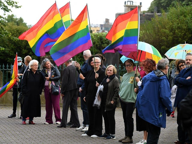 A tribute for journalist and activist Nell McCafferty at the Long Tower Church on Friday afternoon.  Photo: George Sweeney