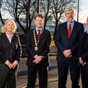 Minister for Infrastructure John O’Dowd is pictured with, left to right, Chamber members Anna Doherty (CEO), Andrew Fleming (President) and Steven Lindsay (Vice-President).
