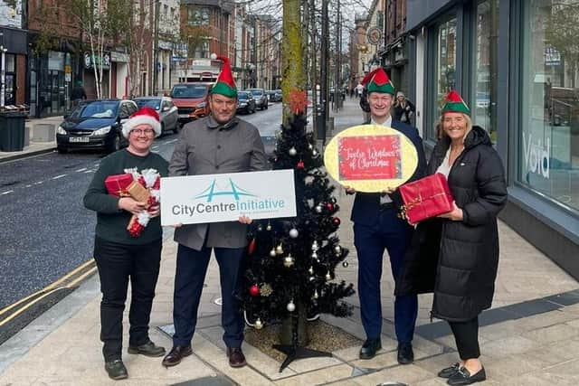 Lorraine Allen, Project Manager at CCI, pictured with sponsors from the Maldron Hotel, City Hotel and Foyleside.