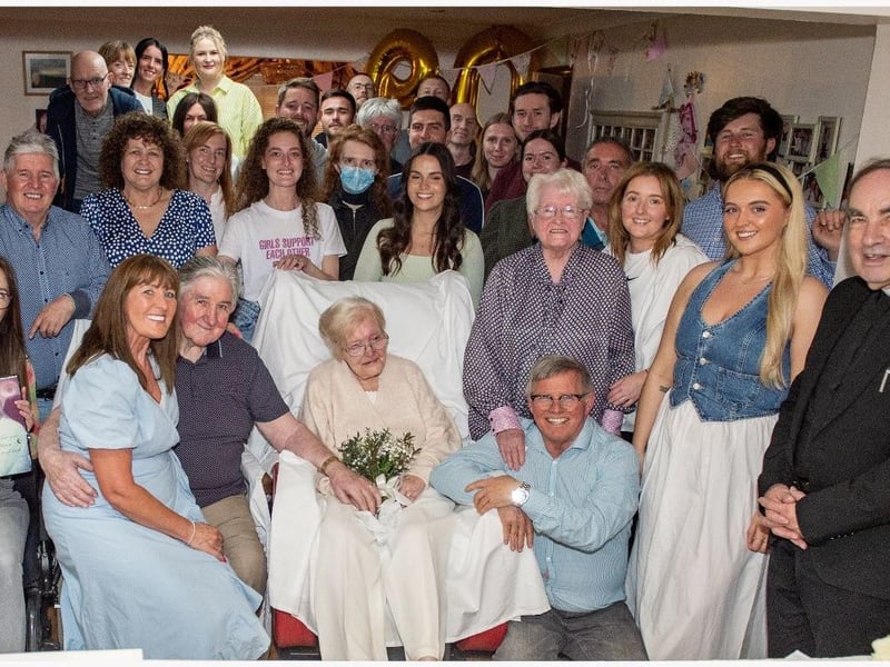 Molly and Charlie Campbell surrounded by their family.