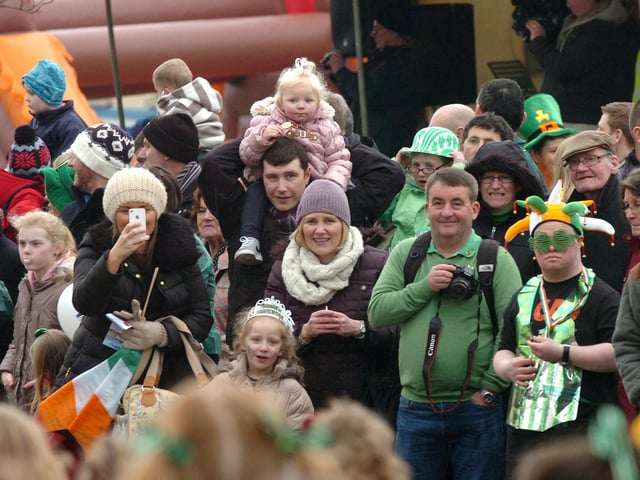 Enjoying the floats during Sunday's St Patrick's Day parade in Moville. (1903PG43)