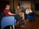 Good Friday Agreement negotiators Mitchel McLaughlin and Mark Durkan in discussion at the Féile 23 event 'Was There A Derry Influence in the GFA?'. Centre is Alison Morris, Belfast Telegraph political columnist. (Photos: JIm McCafferty Photography)