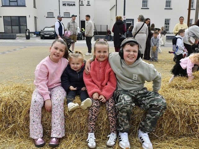 Abigial, Amyiah, Olivia and Bobby pictured during their visit to the Festive Pumpkin Patch at Ebrington Square on Sunday afternoon. Photo: George Sweeney