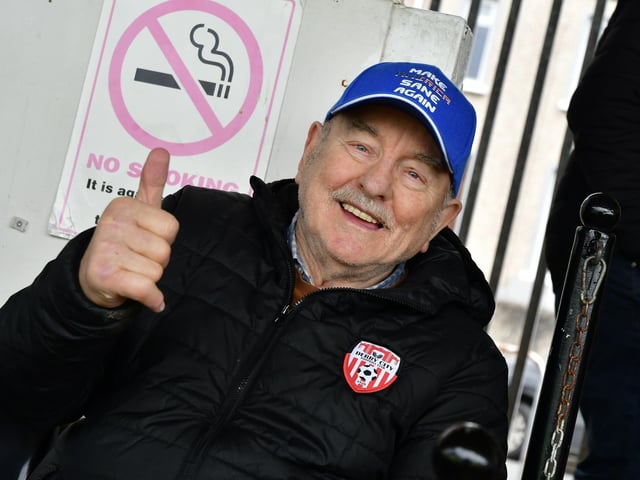 Former Derry City goalkeeper, Gang of Four member and Journal columnist Eddie Mahon is all smiles.