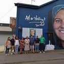 Family and friends of Sister Clare Crockett pictured at the a mural dedicated to her memory, when it was officially unveiled in Deanery Street. DER2034GS - 009