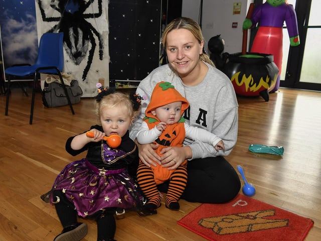Pictured are young children and relatives at the he Waterside Shared Village cross-community Halloween kids costume party and disco with entertainment from Jo Jingles and Gary McMusic.