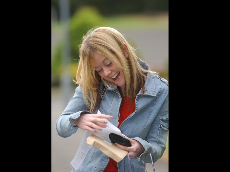 Receiving GCSE results in August 2003