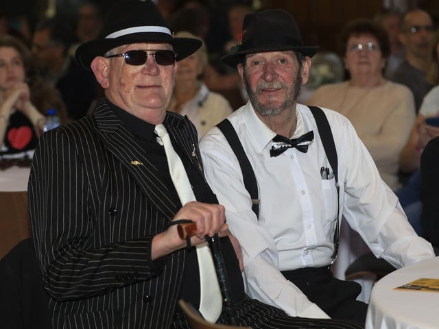 Jon and Eddie enjoying the music at the Classic Jazz “The Live Launch” held in the Guildhall, yesterday. (Photo - Tom Heaney, nwpresspics)
