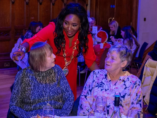 The Mayor Councillor Lilian Seenoi-Barr hosted a Christmas Community event at the Guildhall for people from across the Derry City and Strabane District Council area on Sunday. Picture Martin McKeown. 01.12.24 : Mayor's Community Christmas Party
