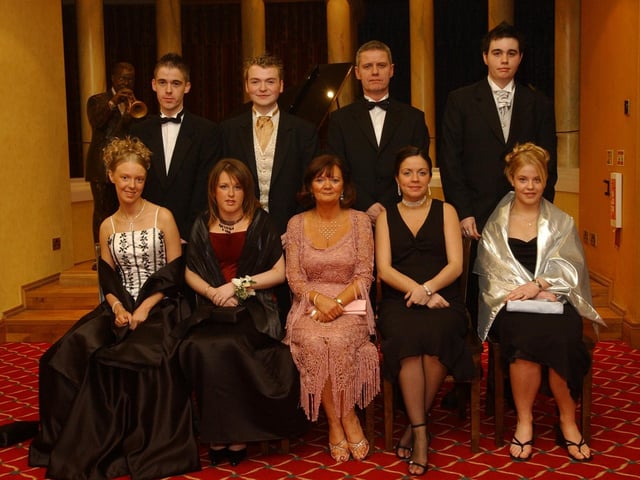 Seated from left, Dannielle McConnell, Laura Adams, Marie McAteer, St Cecilia's College head of 6th year, Orla Donnolly, St Josephs Boys School head of 6th year, and Laura Bradley. Standing from left, Sean McClery, Bernard Doherty, Pat Hannaway, St Jospeh Boys School, and Darren O'Kane. (2511PG21):.
