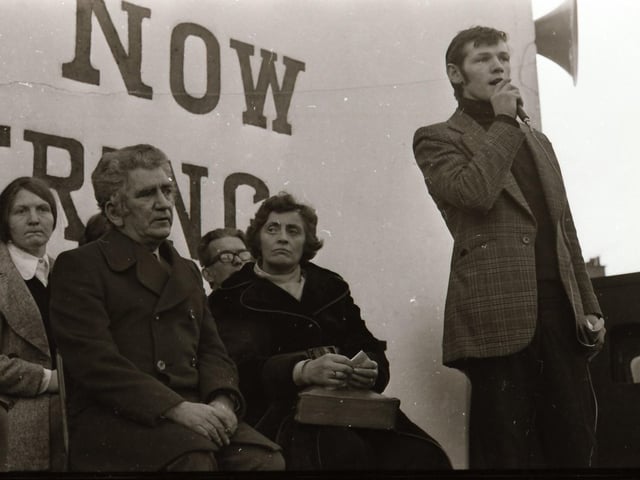 The third anniversary of Bloody Sunday is marked in Derry in January 1975.