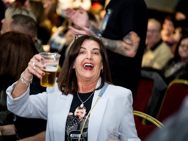 Enjoying a pint at the Brawl in the Hall.