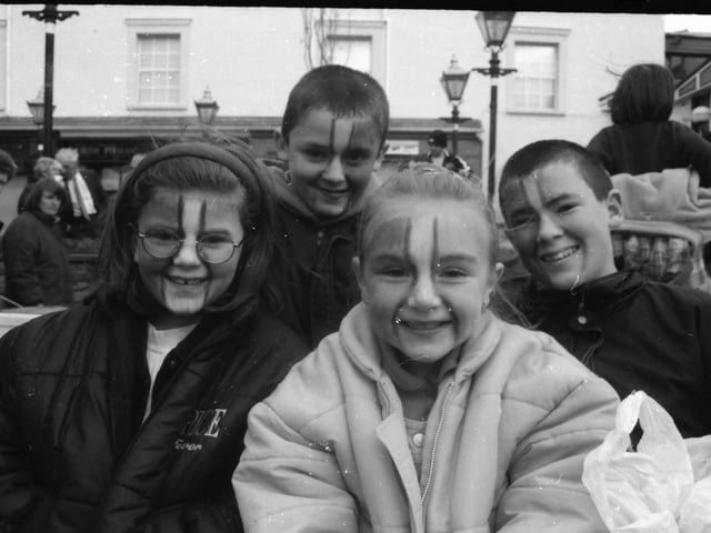 Happy revellers at the St. Patrick's Day parade in Buncrana in 1998