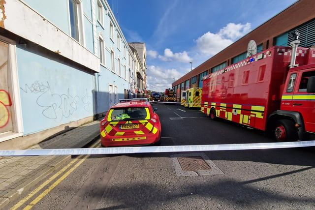 Lower Clarendon Street was cordoned off as firefighters dealt with the blaze.