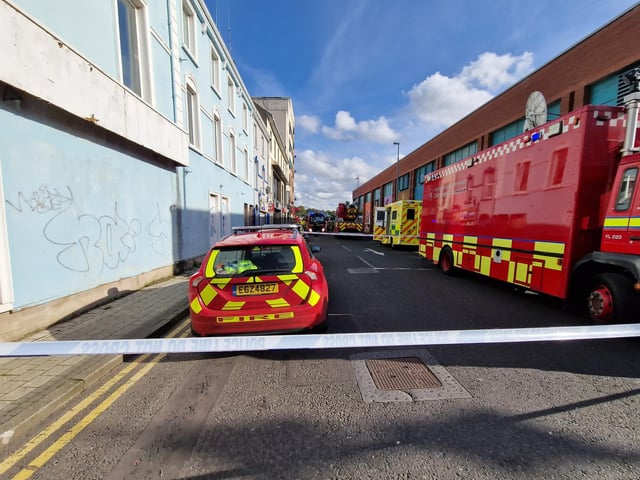 Lower Clarendon Street was cordoned off as firefighters dealt with the blaze.