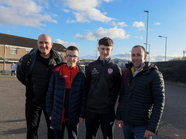 Derry City fans at the Brandywell on Friday evening. Photo: George Sweeney