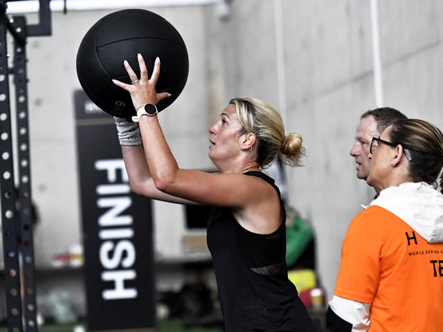 Competitor in the Maiden City Hyrox IV held at Sean Dolans GAC. Photograph: George Sweeney