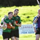 City of Derry scrum-half Jamie Millar celebrates his try against Ballymoney at Judges Road. (Photo: Keith Moore)