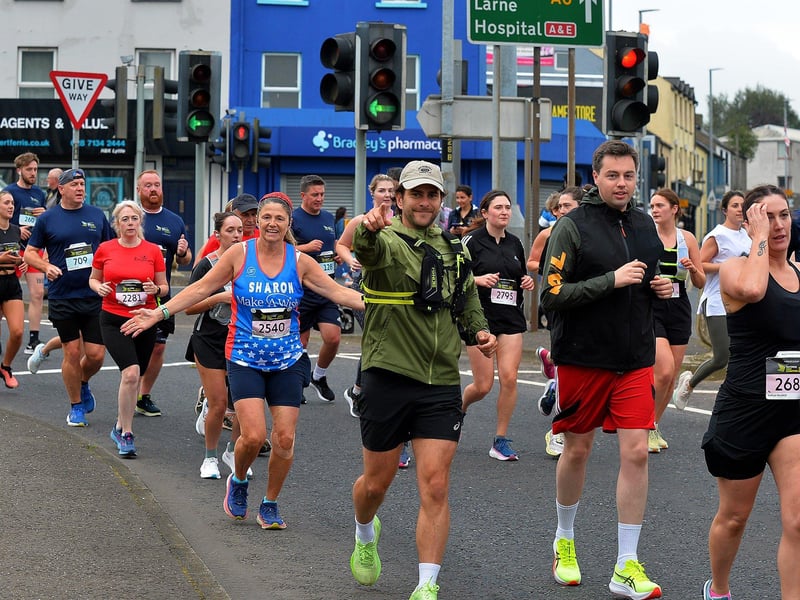 The 2024 Waterside Half Marathon competitors at Dales Corner. Photo: George Sweeney