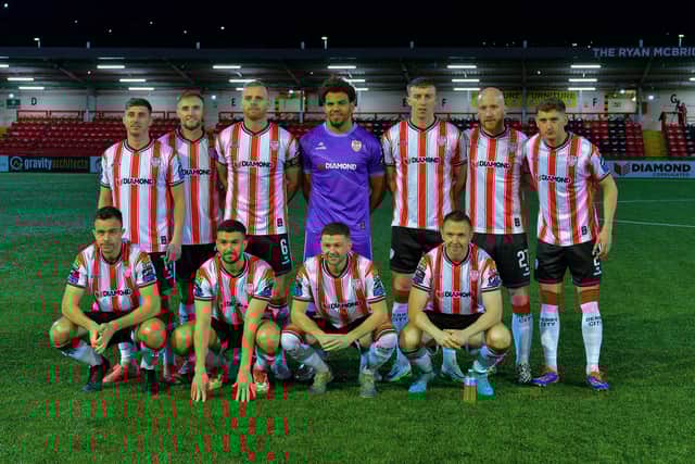 Derry City’s starting eleven against Institute.  Photograph: George Sweeney
