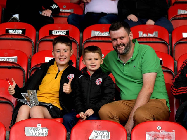 Derry City fans at the game against Sligo Rovers on Friday evening. Photo: George Sweeney. DER2327GS – 041