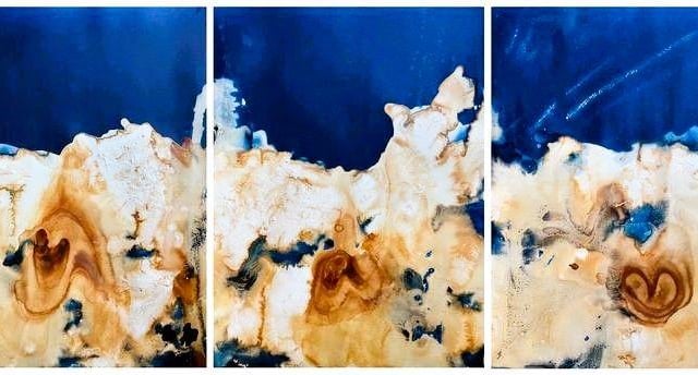 And So I Watch You From Afar. Aindreas Scholz. Photogram on Cyanotype 70 x 33 inches