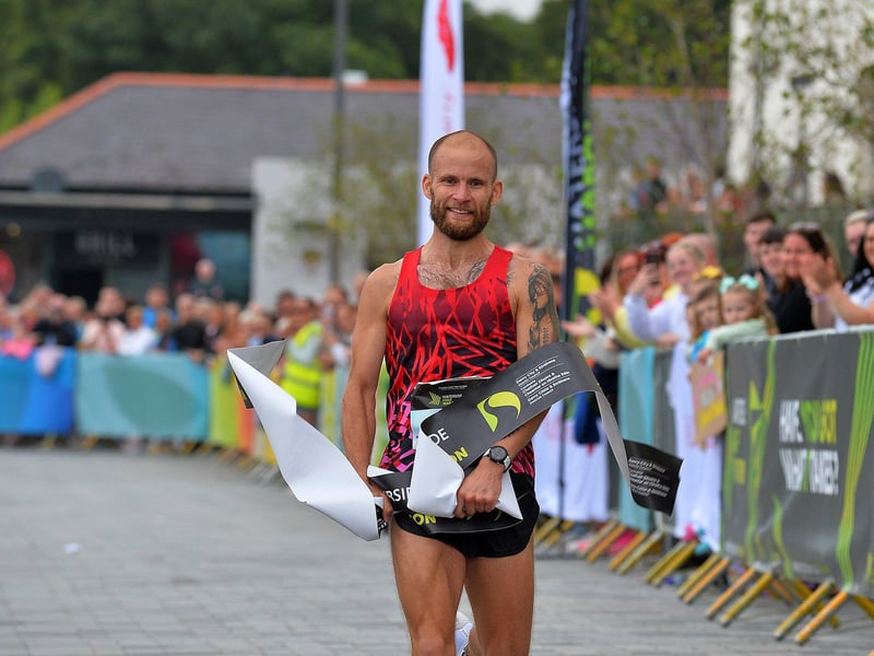 City of Derry Spartans’ Kyle Doherty wins his second Waterside Half Marathon. Photo: George Sweeney