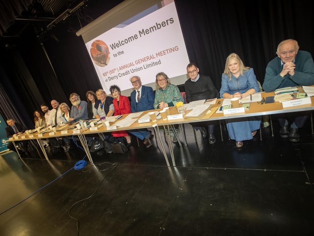 The Board of Derry Credit Union pictured at St. Mary's College on Monday night for the 65th (55th) Annual General Meeting. (Photos Jim McCafferty Photography)