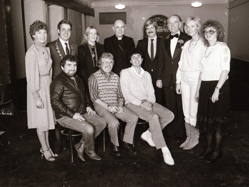 The Mayor and Bishop Edward Daly with performers at a concert for children in poverty at St Columb's Hall.