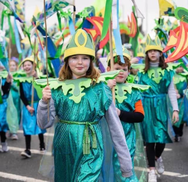 Young participants in a Derry parade.